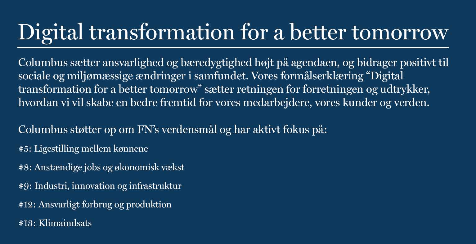 Digital transformation for a better tomorrow